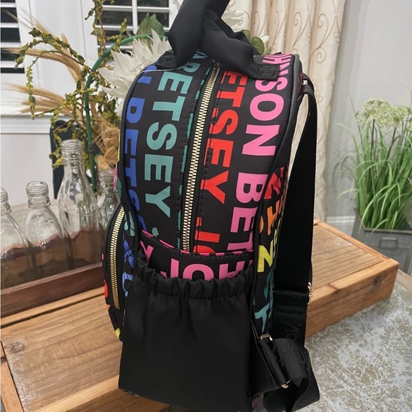 BETSEY JOHNSON BLACK LG NYLON BACKPACK - Picture 5 of 11